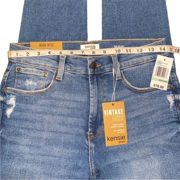 Kensie Frayed Hem High Rise Skinny Denim Jeans NWT  Size 8 - Picture 8 of 14